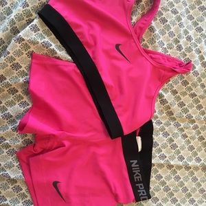 Nike Pro Sports bra and compression shorts